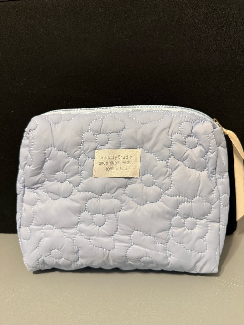 Quilted Floral Cosmetic Pouch